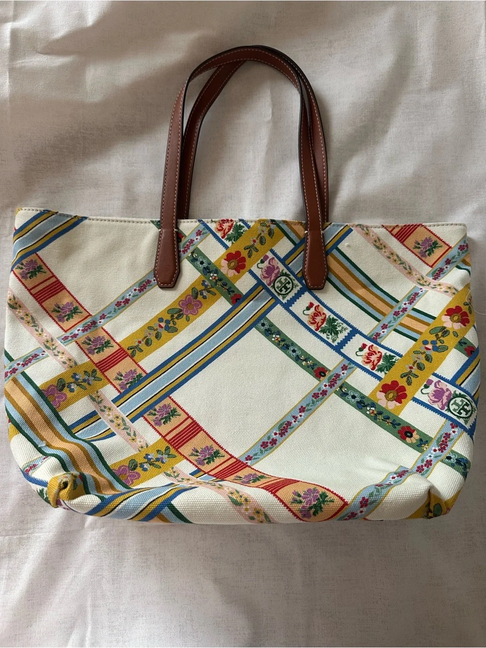 Tory Burch Canvas Tote Ribbon Weave